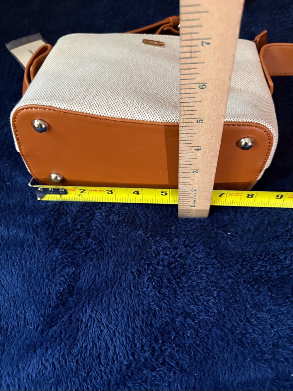 David Jones Cream Canvas Crossbody with Tan Leather Strap - Picture 5 of 6